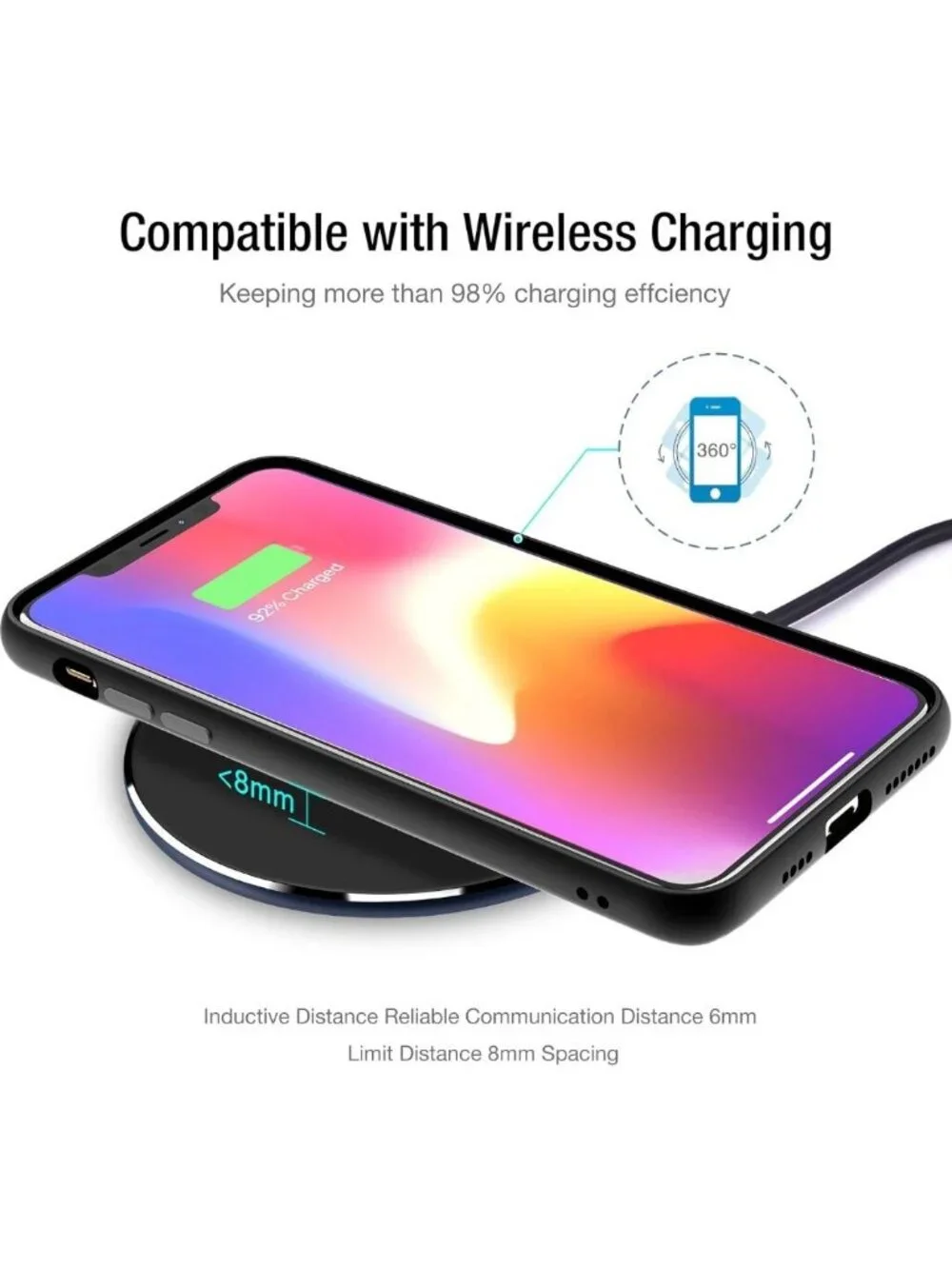 TOZO Wireless Fast Charger Charging Pad W1 LED Ultra Thin Aluminum BLUE